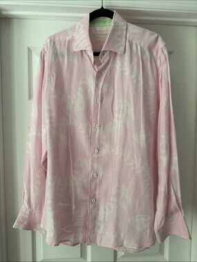 Lilly Pulitzer Light Pink Tropical Print Men’s Button-Down Shirt